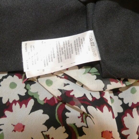 Chiffon Blouse Sz 4 Daisies Black Floral Short Sleeve French Connection Quality - Picture 4 of 6